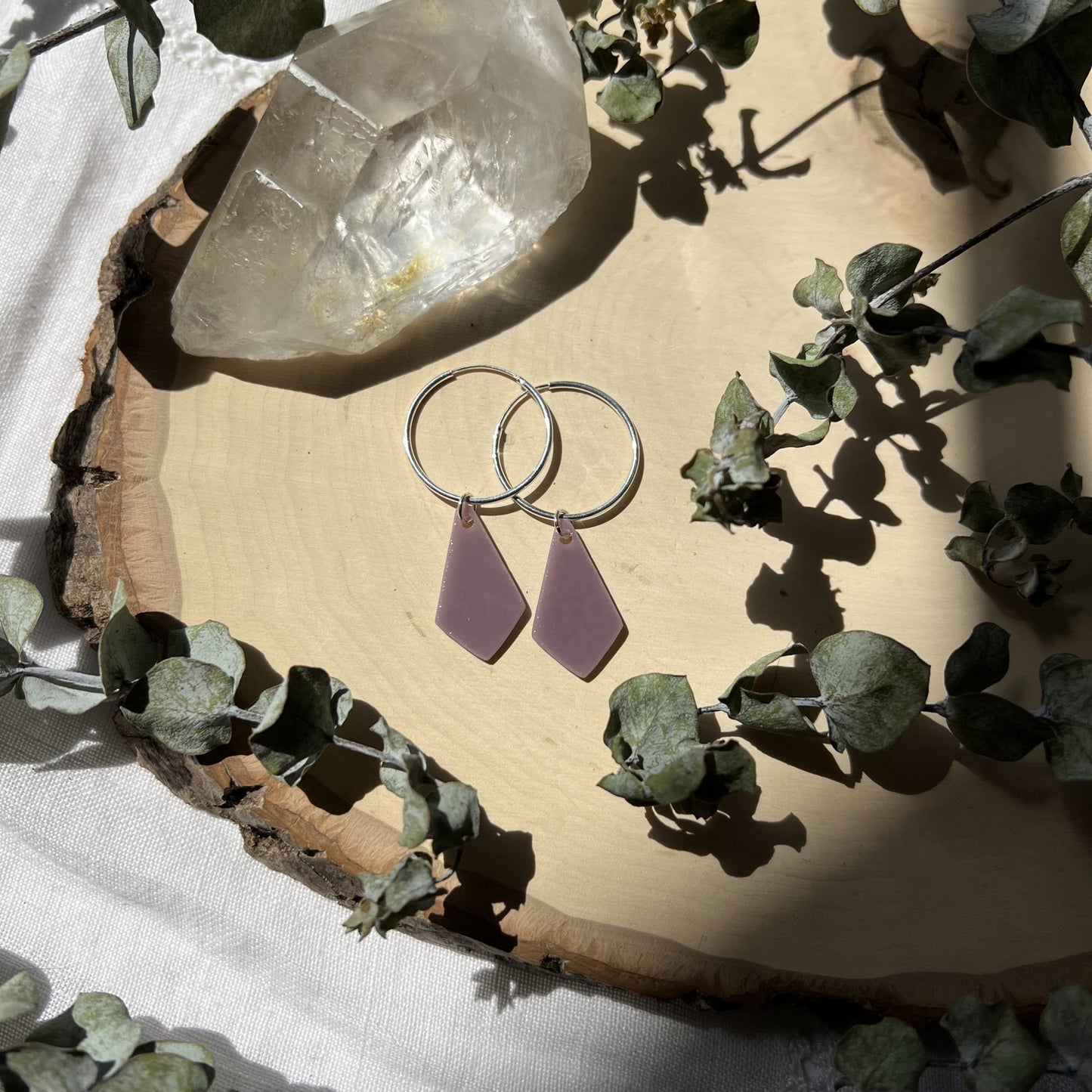 Mauve Elongated Diamond Hoops image 0