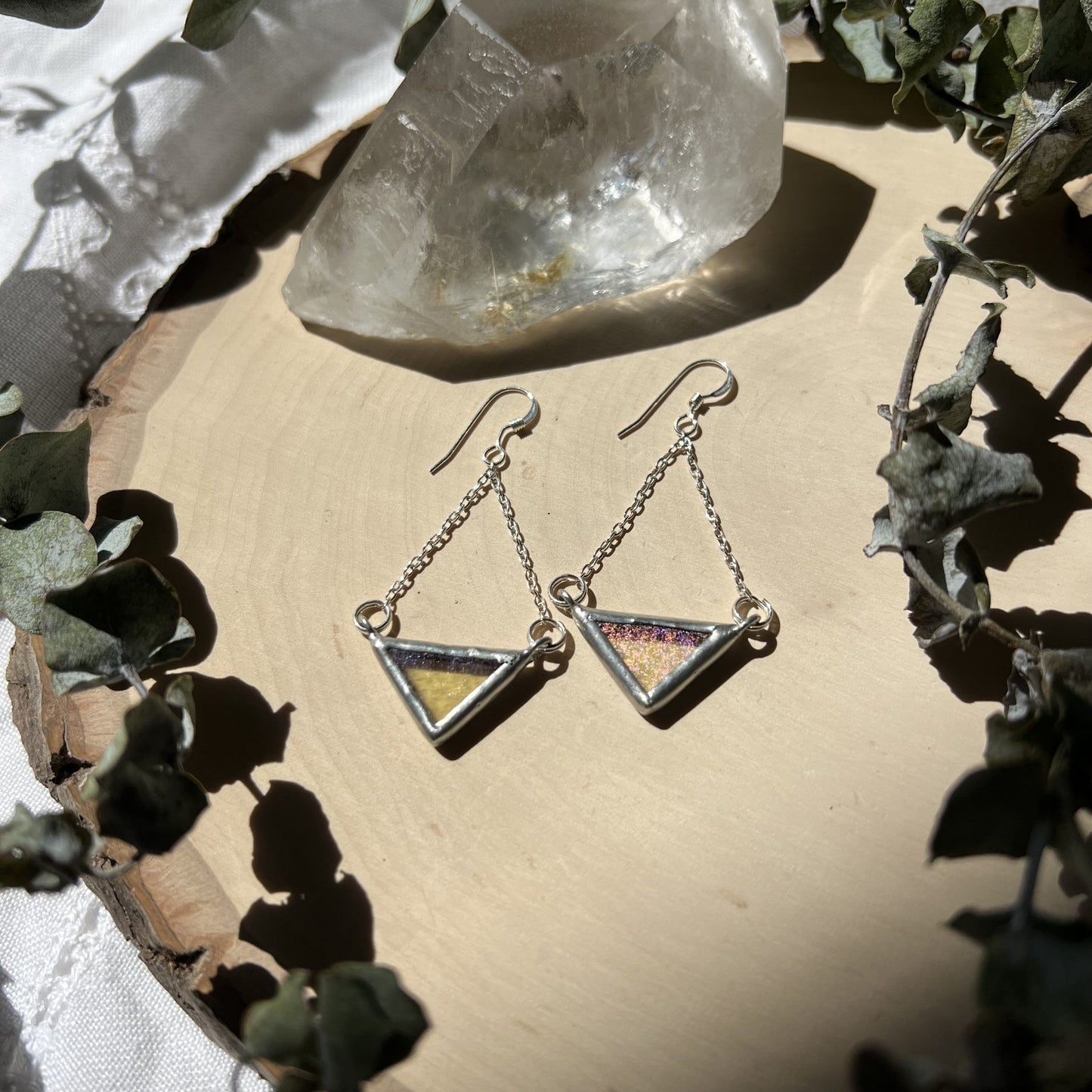 Iridescent Yellow Wide Triangles image 2