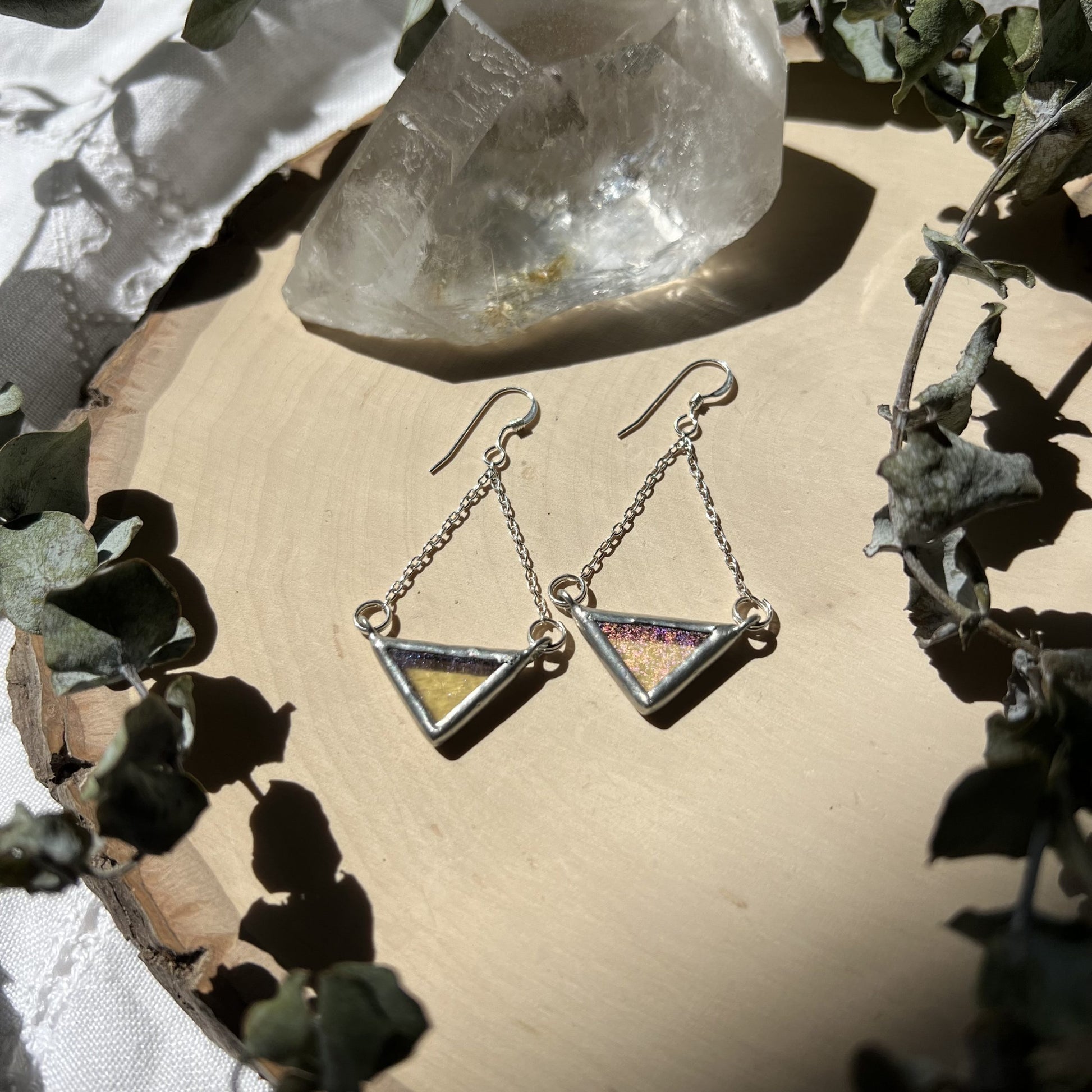 Iridescent Yellow Wide Triangles image 2