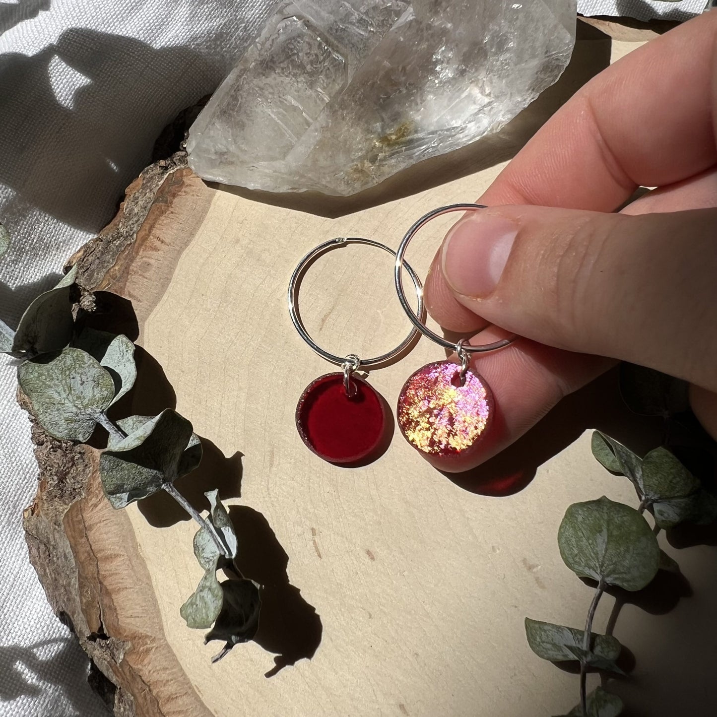 Iridescent Red Circle Hoops image 2