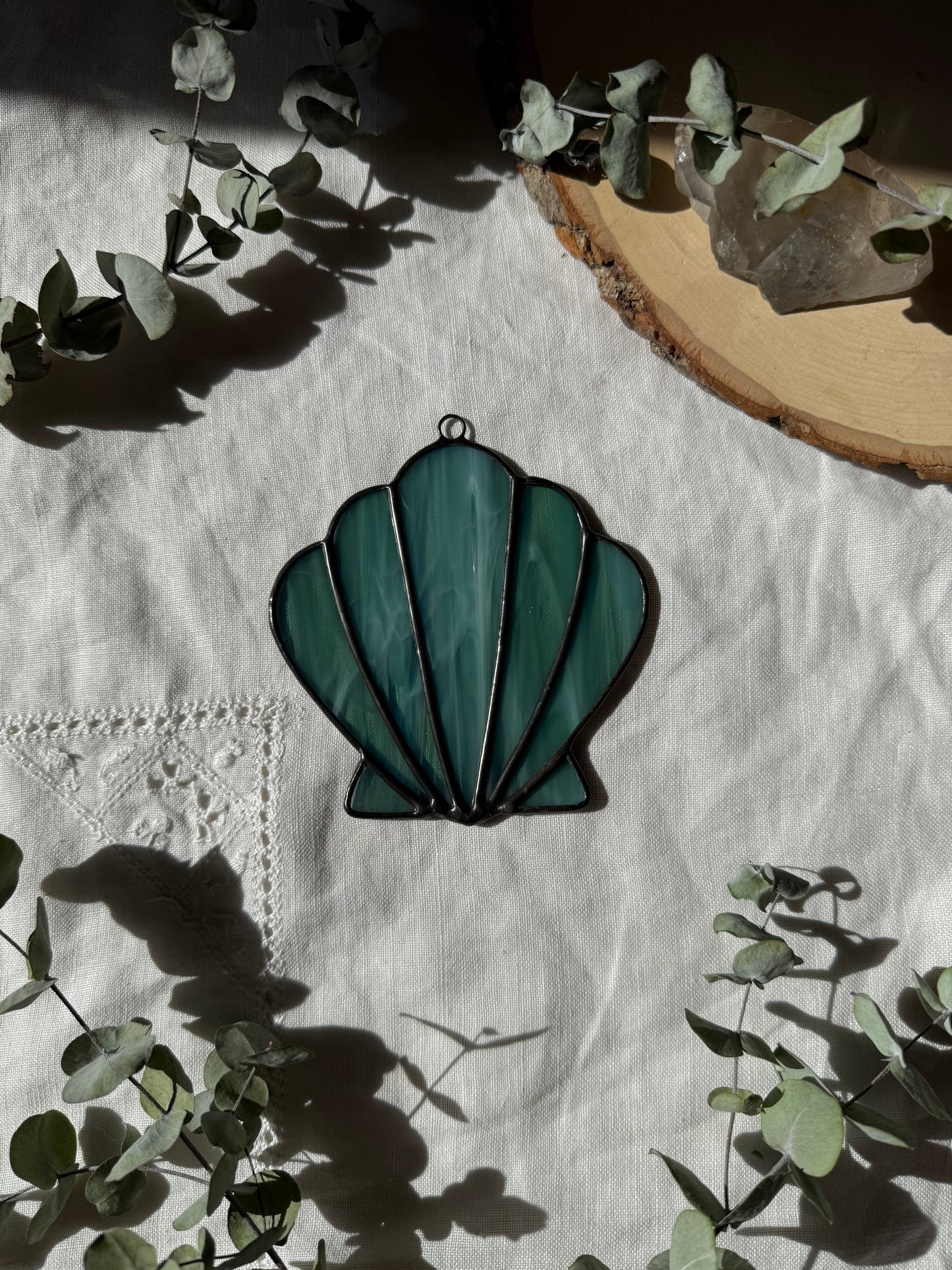 Iridescent Aqua Scallop Shell