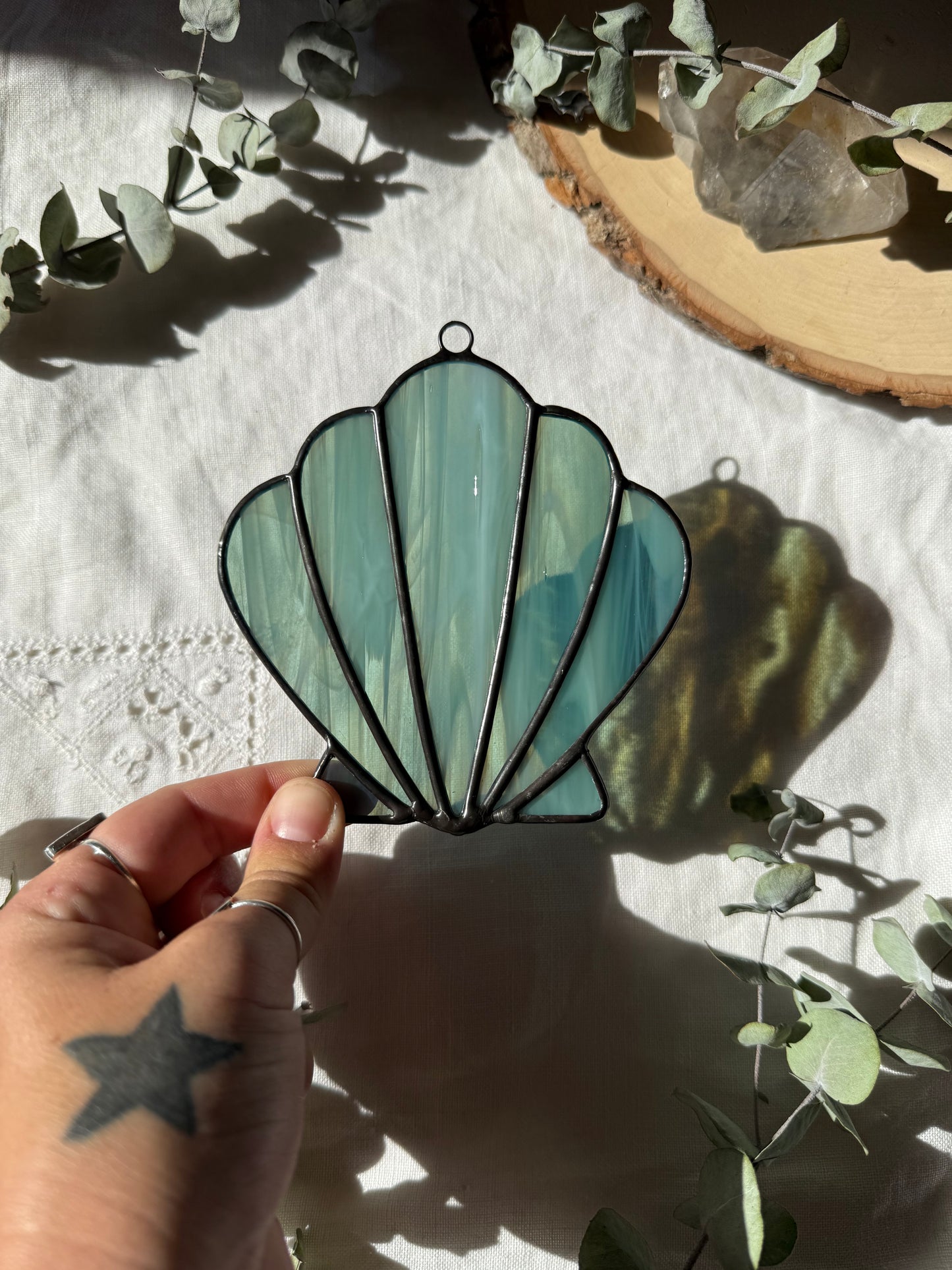Iridescent Aqua Scallop Shell