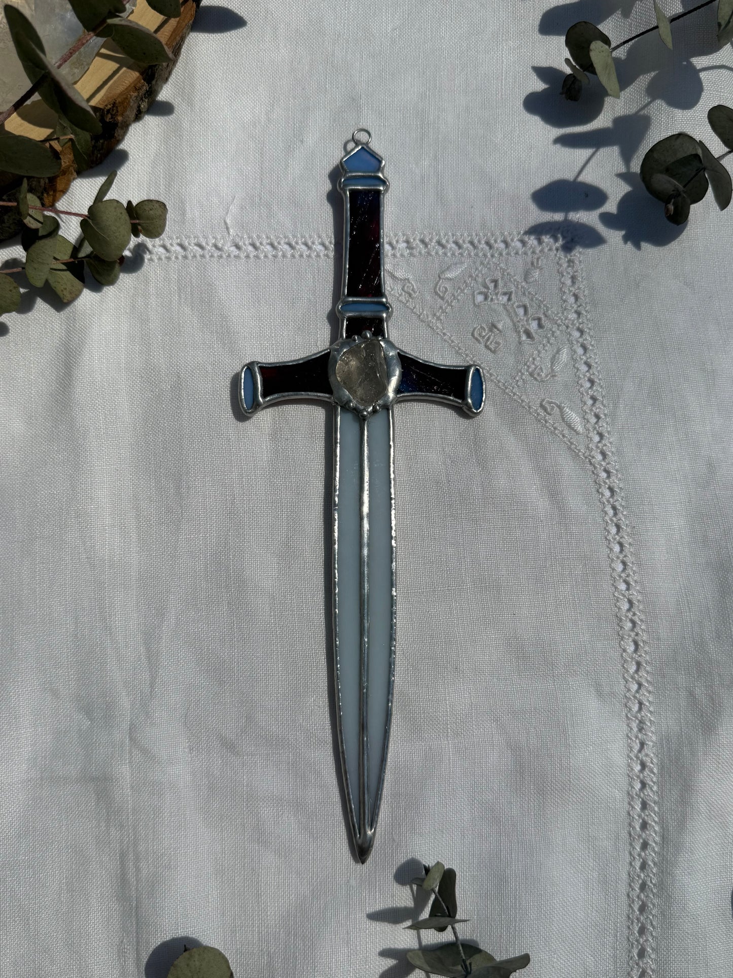 Hot Pink and White Crystal Dagger