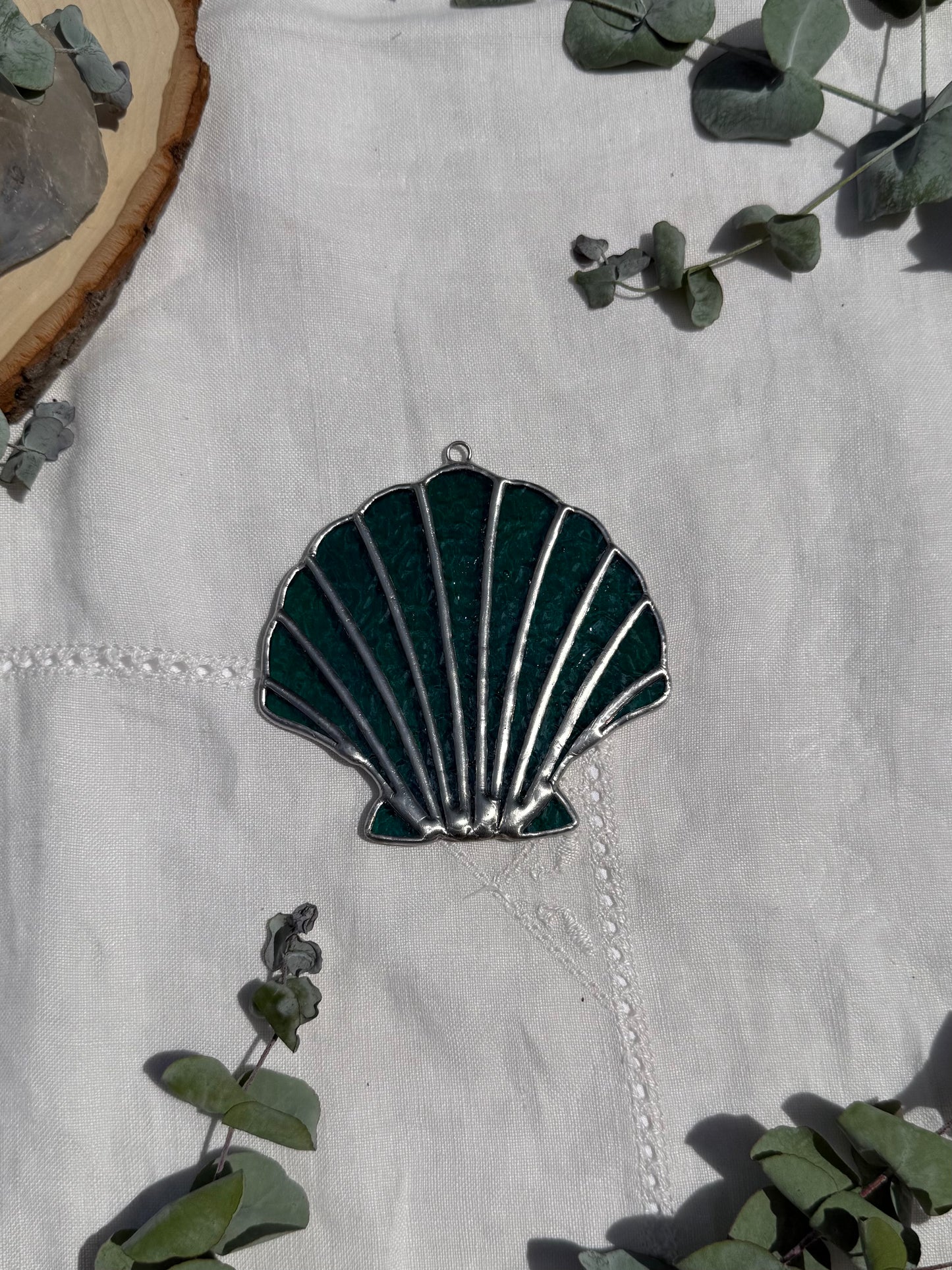 Iridescent Aqua Scallop Shell