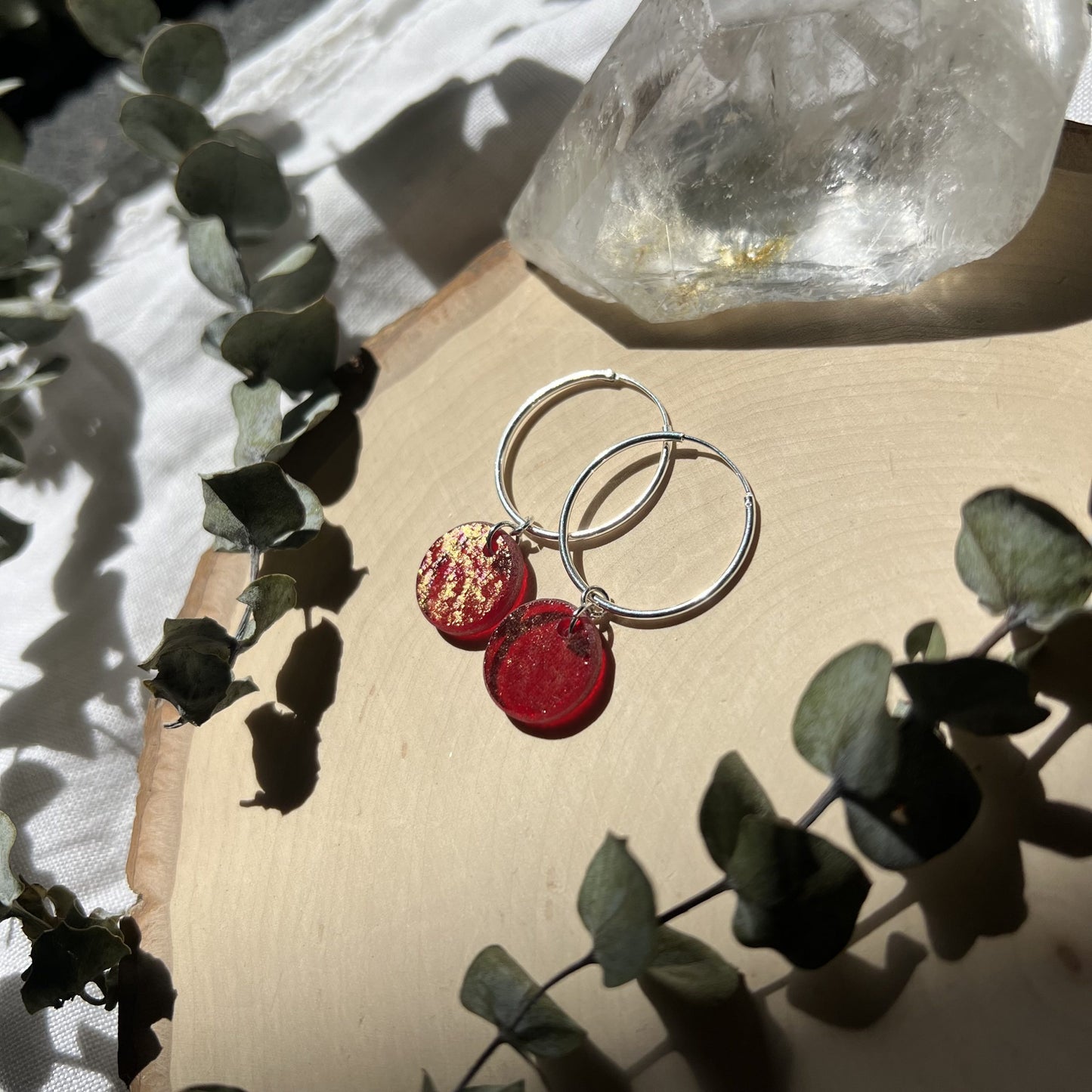 Iridescent Red Circle Hoops image 3