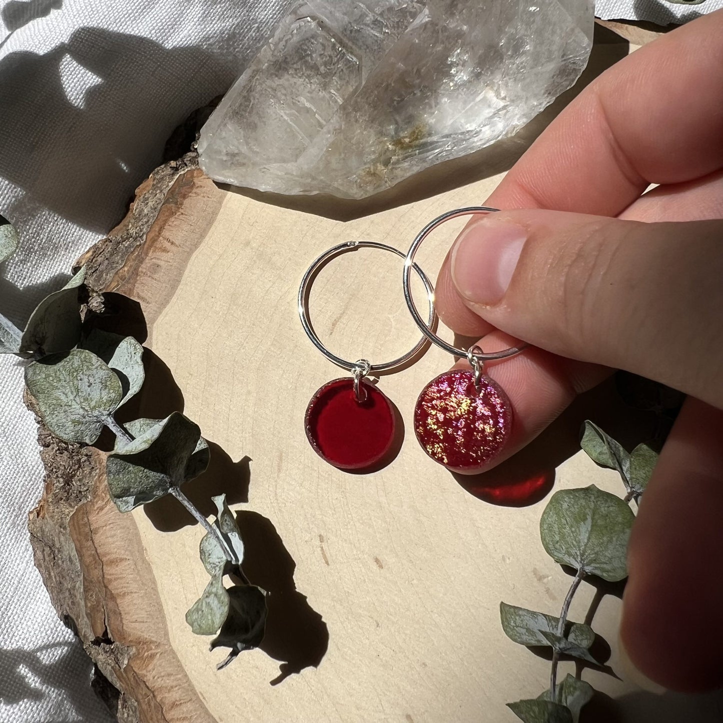 Iridescent Red Circle Hoops image 0