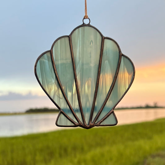 Iridescent Aqua Scallop Shell