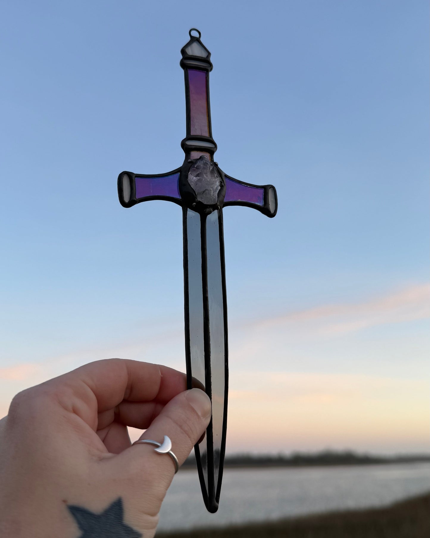 Iridescent Purple Crystal Dagger