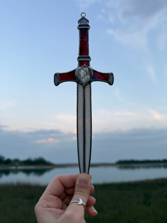 Hot Pink and White Crystal Dagger