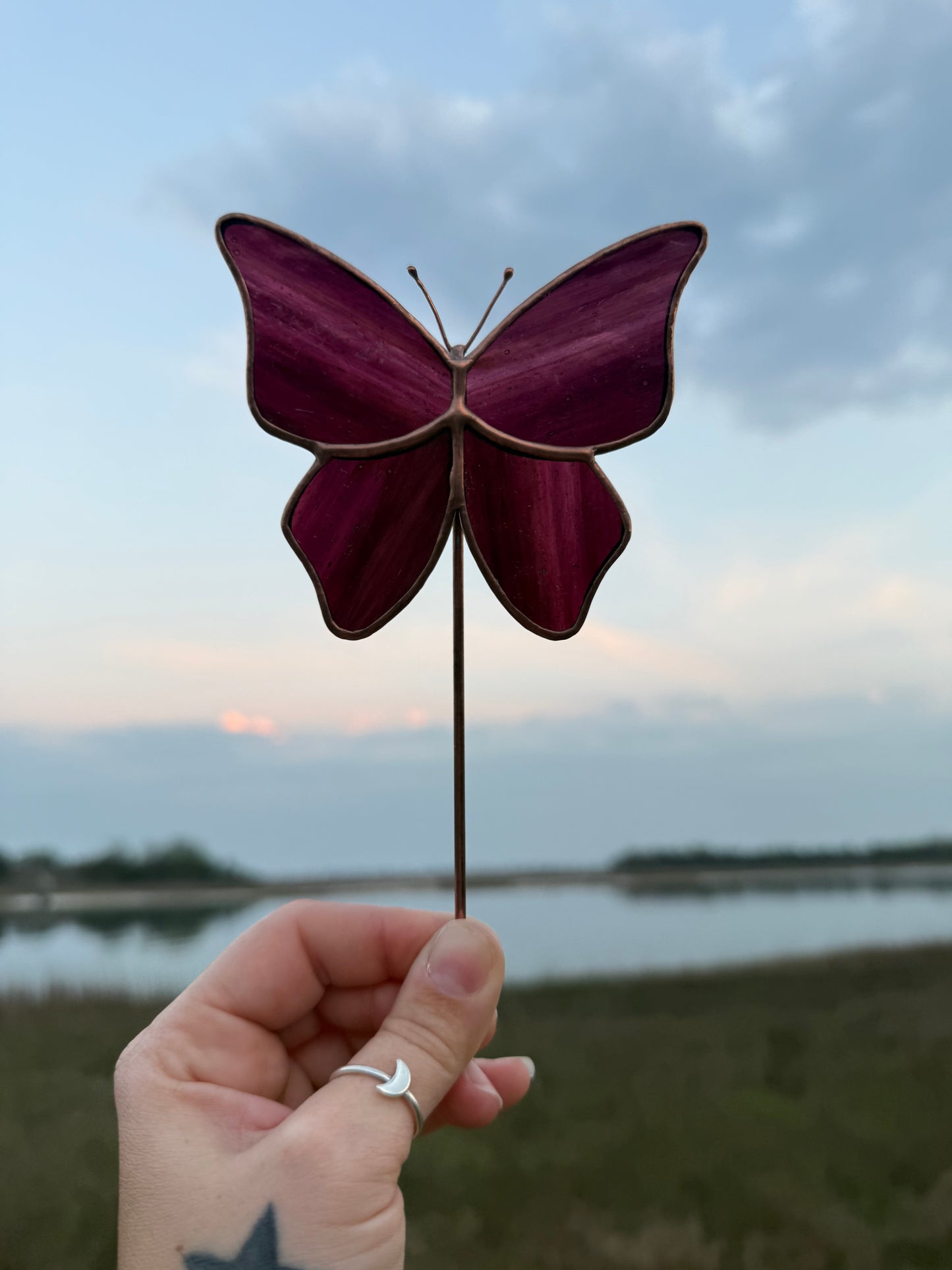 Magenta Butterfly Plant Stake