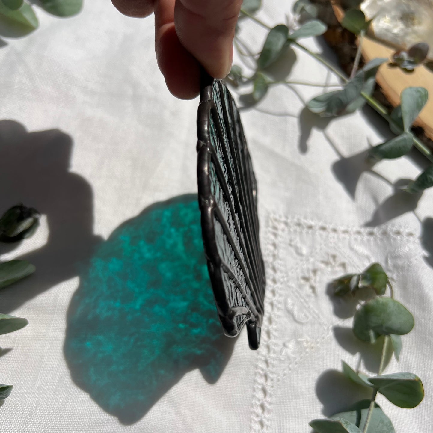 Iridescent Teal Scallop Shell