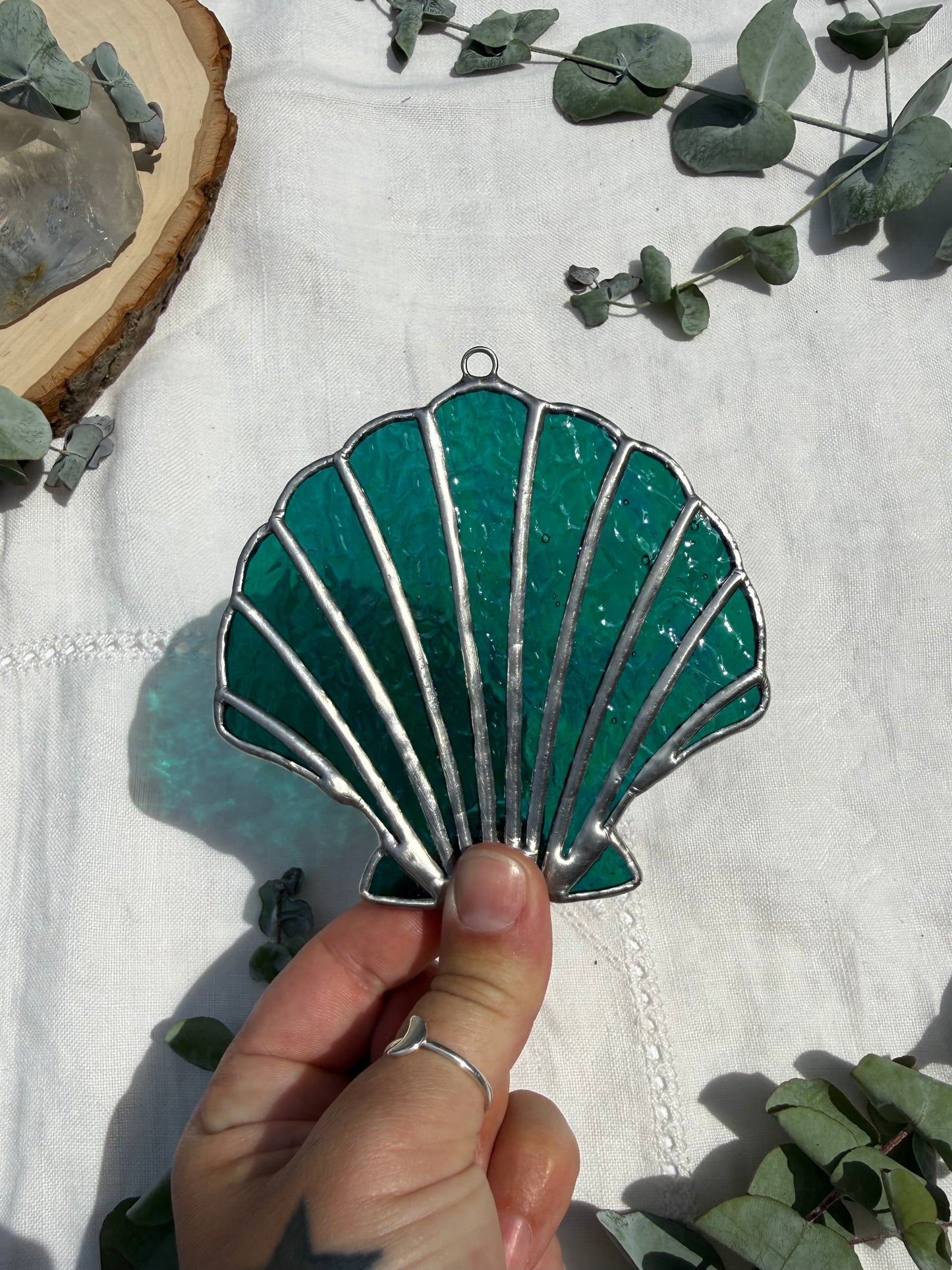 Iridescent Aqua Scallop Shell