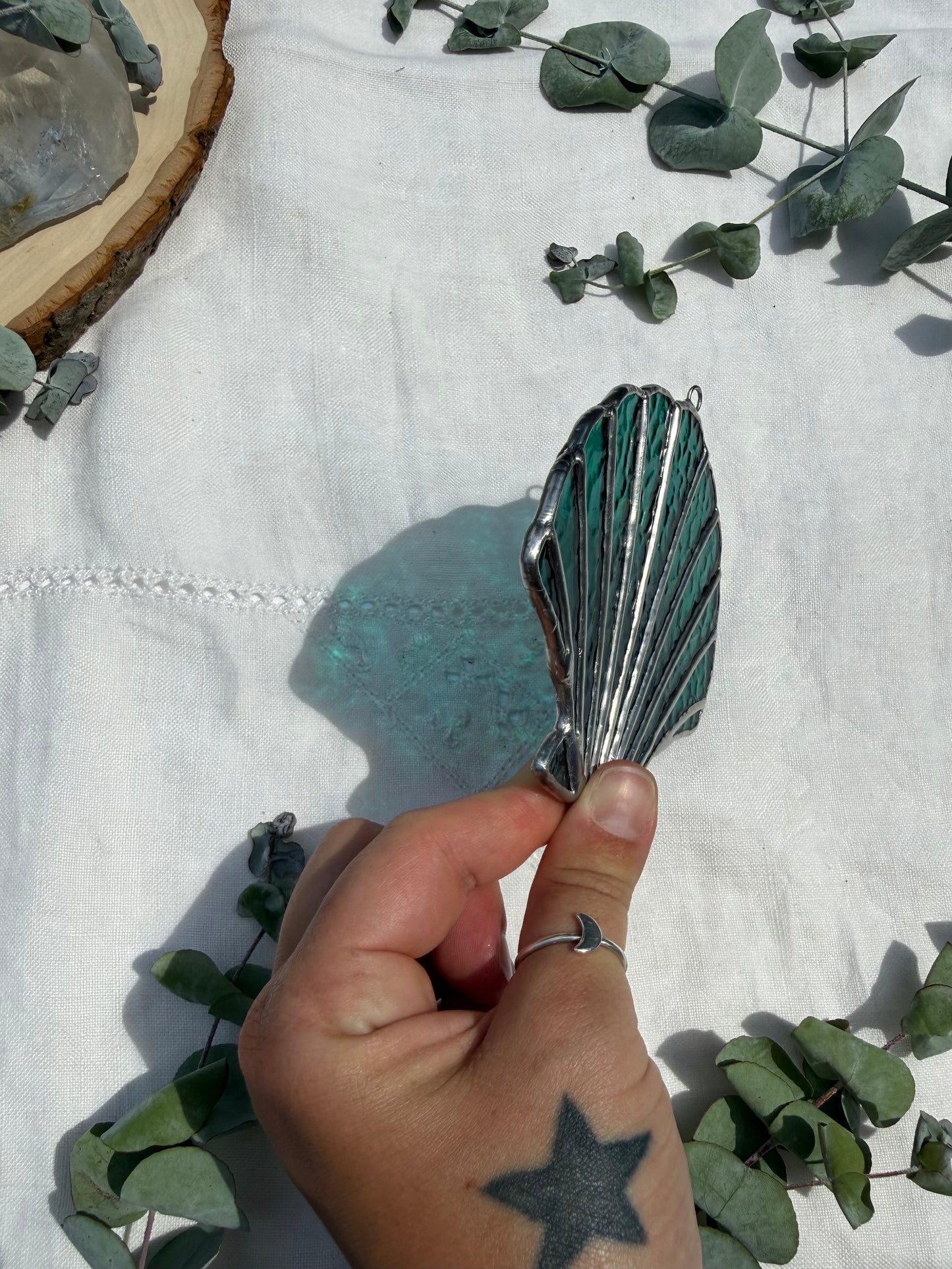 Iridescent Aqua Scallop Shell