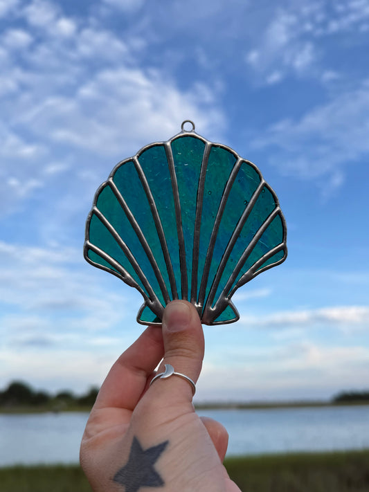 Iridescent Aqua Scallop Shell